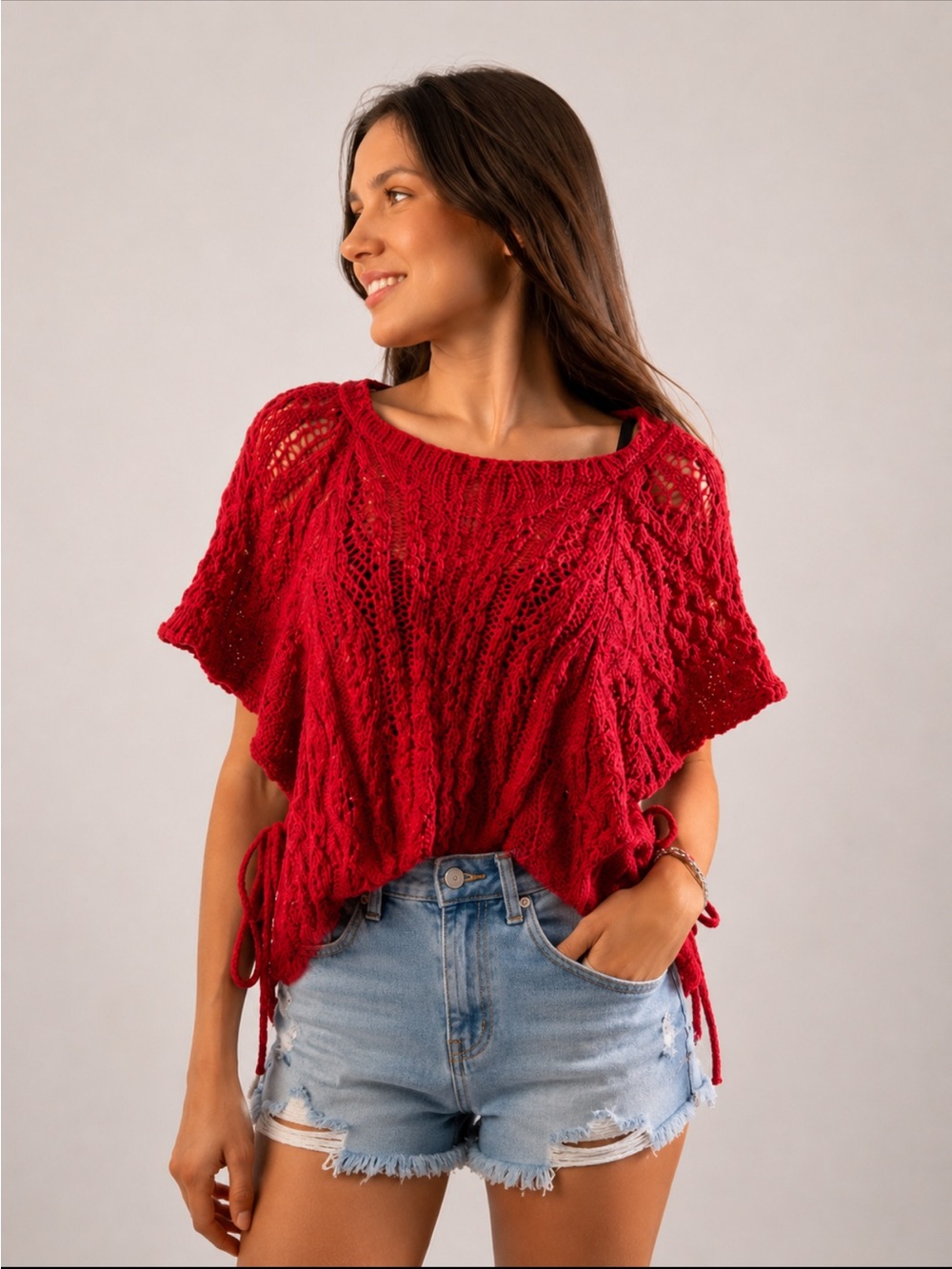 NWT Anna & Ava Vibrant Pink Knit Poncho SIZE:OS